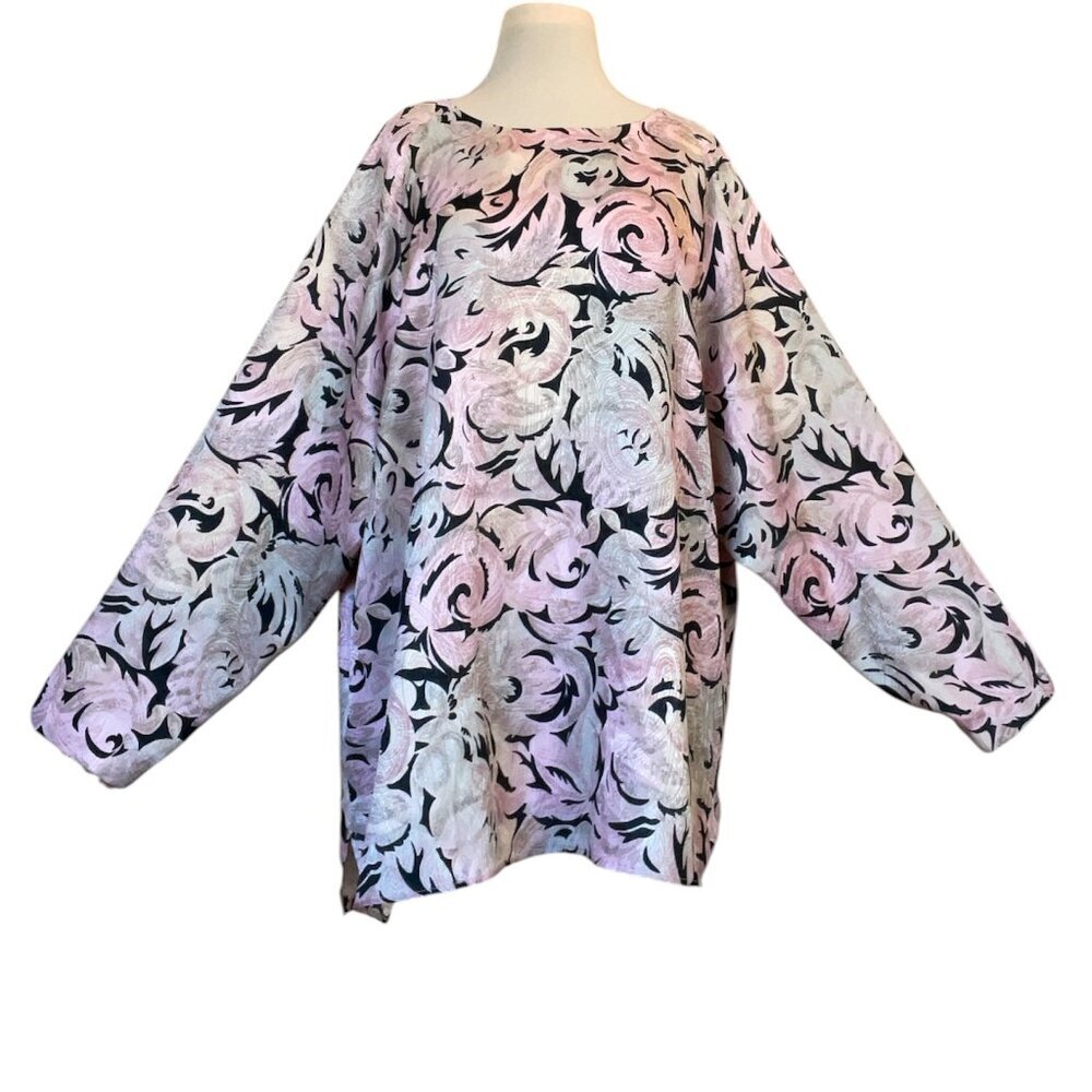 Fitting Image Women's Long Sleeve Pink and Black Blouse, Size 22 EUC